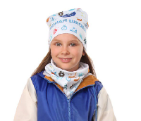 Шапка Сноу двухслойная детская, с полной запечаткой