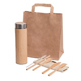 Набор подарочный SNACK PACK: термос, набор столовых приборов, пакет, бежевый